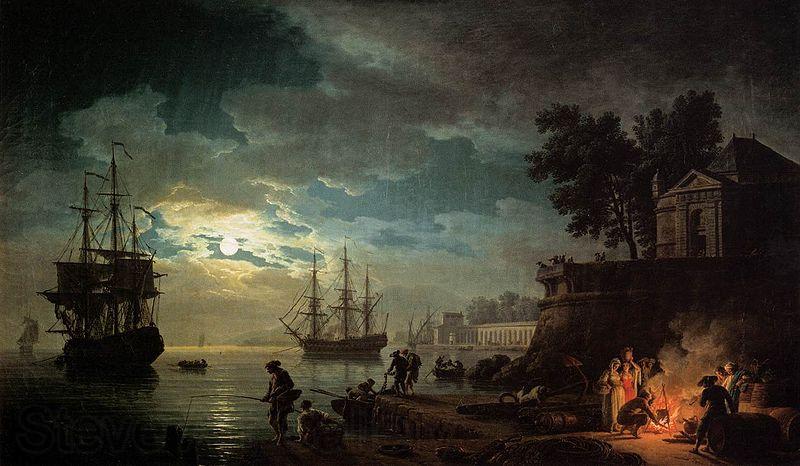 Claude-joseph Vernet Seaport by Moonlight Norge oil painting art